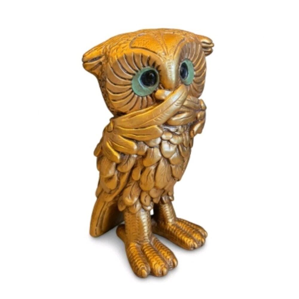 1967 Progressive Art Products Gold Speak No Evil OWL 9½" Self Standing Chalkware